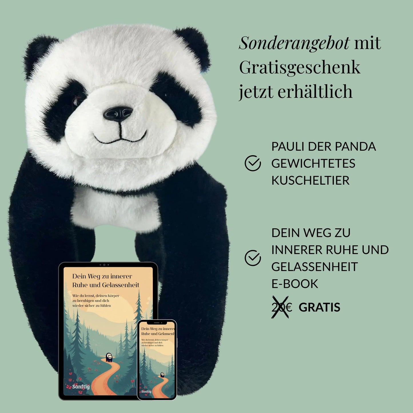 Pauli der Panda Gewichtetes Kuscheltier